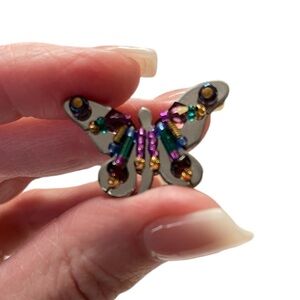 Vintage 2001 Signed Liztech Sculptural Butterfly Lapel Pin Brooch
